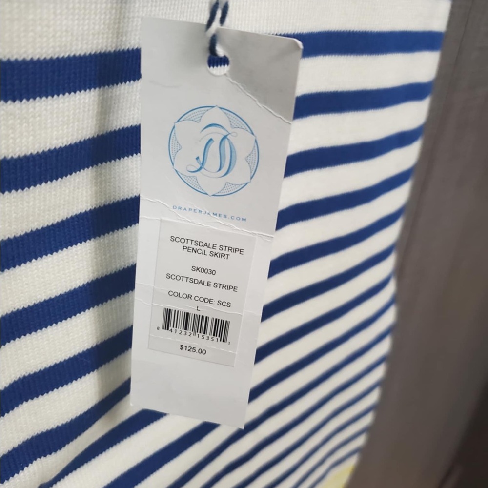 Draper James Blue Scottsdale Stripe Pencil Skirt Large - Picture 7 of 8